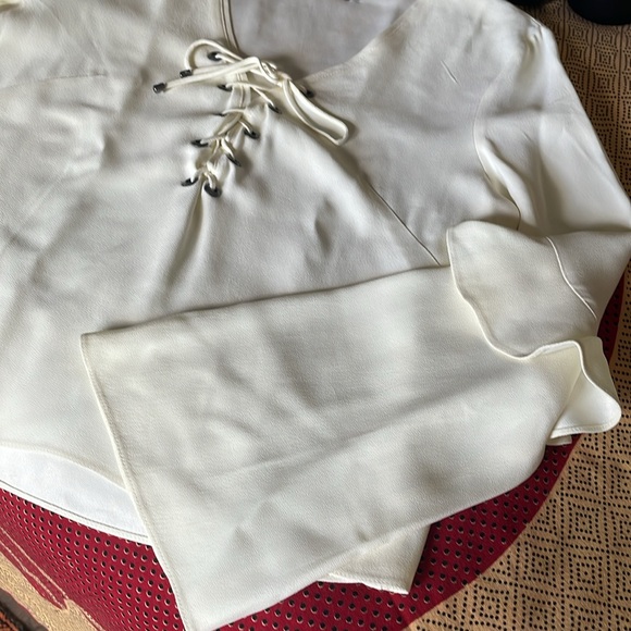 Like new Animale lace up cream top with flare sleeves - Picture 5 of 6